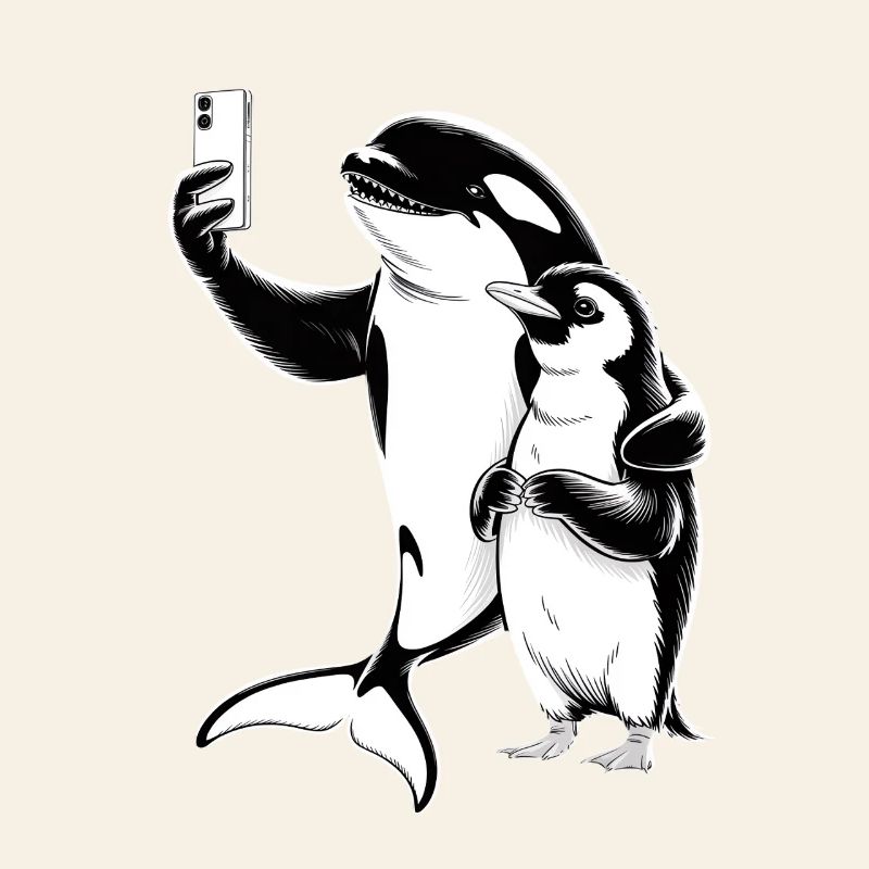 Orca und Robbe