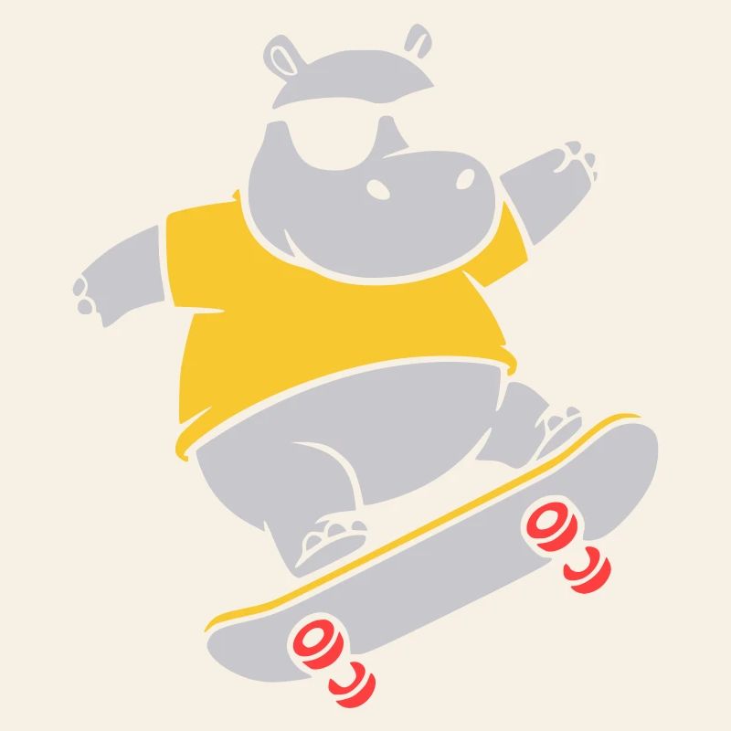 Cooles Nilpferd Skater Skateboard Vektor
