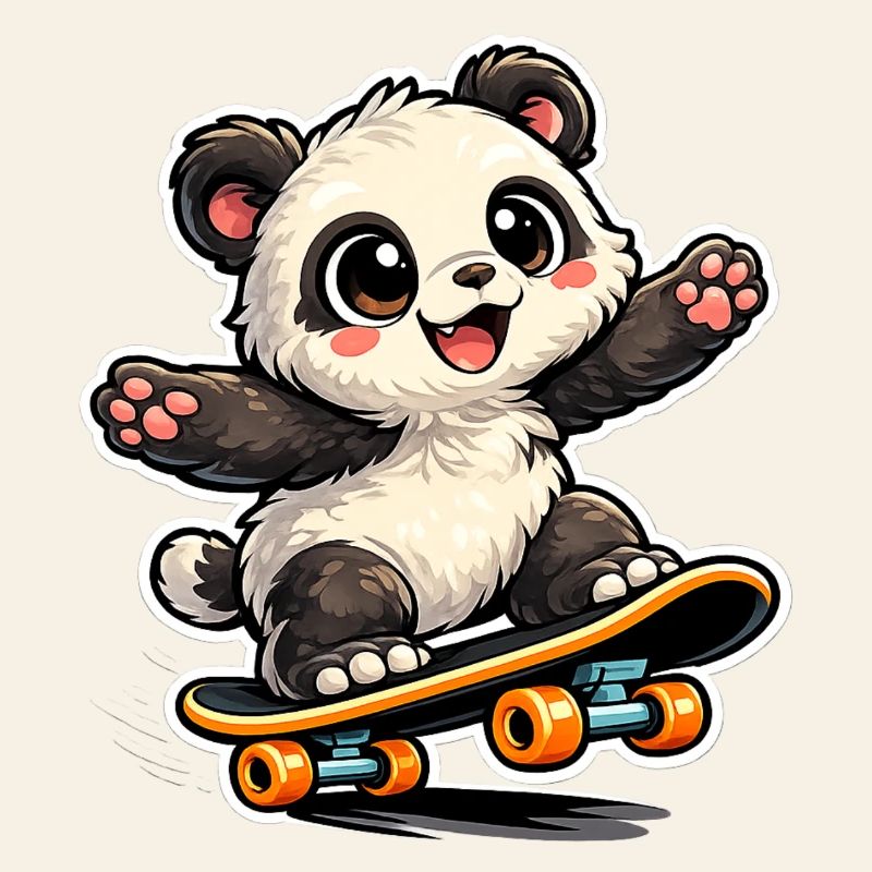 Panda Skateboard Freude