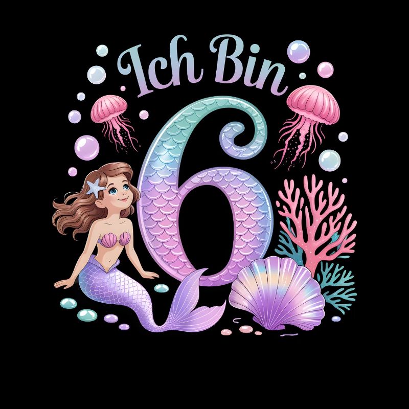 Ich Bin 6 Meerjungfrauen Mädchen 6. Geburtstag