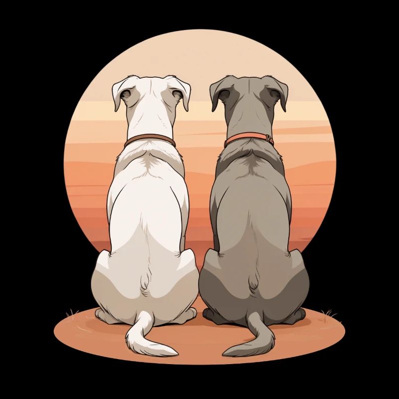 Two dogs at sunset