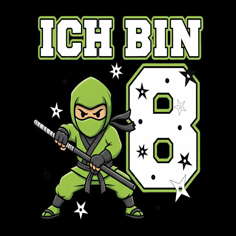 Ich bin 8 Ninja 8. Geburtstag Grüne Karate