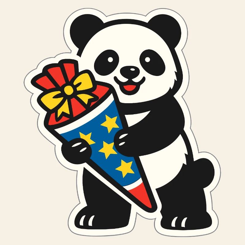 Panda Bär Ich bin 1. Klasse Einschulung Geschenk