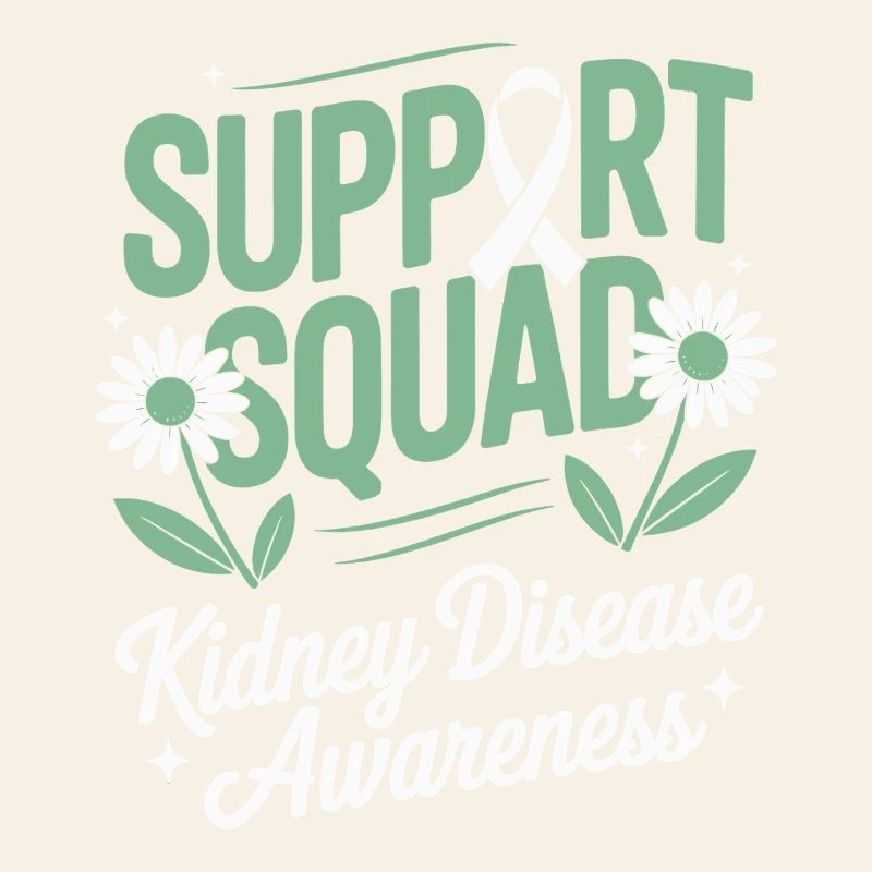 Support Squad Kidney Awareness green ribbon