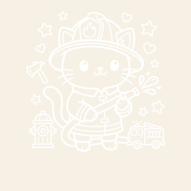Kawaii Cat Firefighter