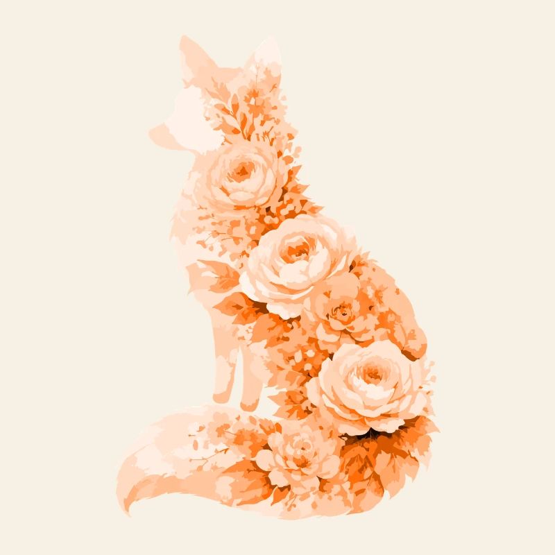Silhouette florale pastel Fox