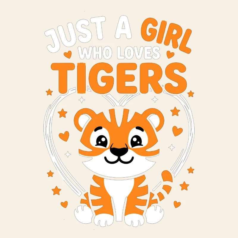 Süßes Tiger Design mit Herzen und Sternen