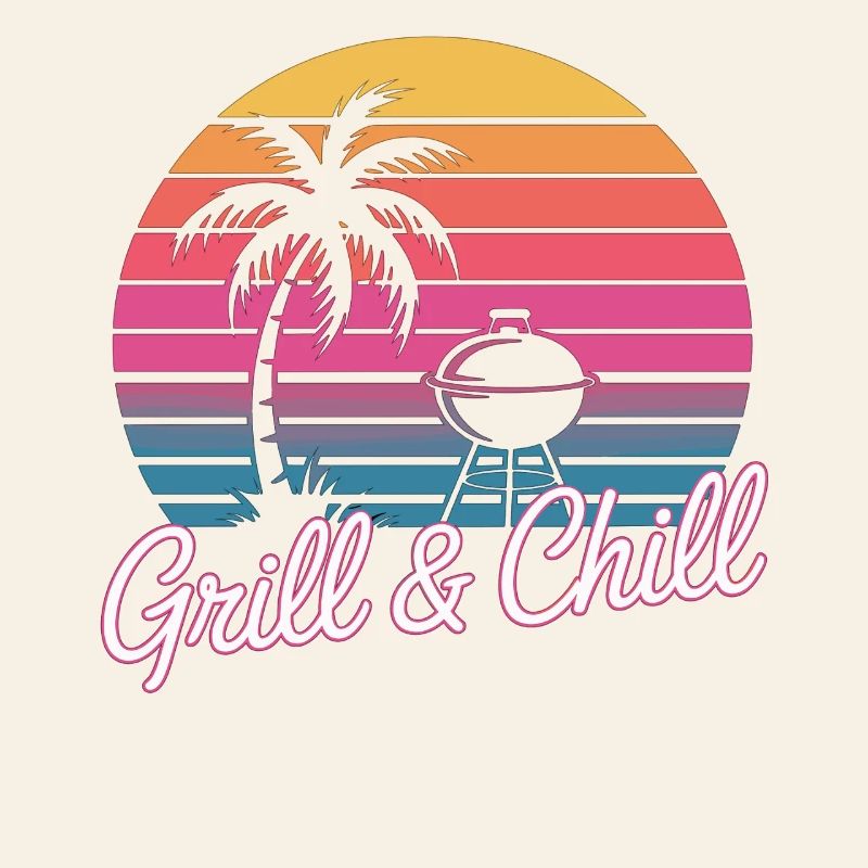 Grill Shirt Retro Sunset BBQ Grill Master