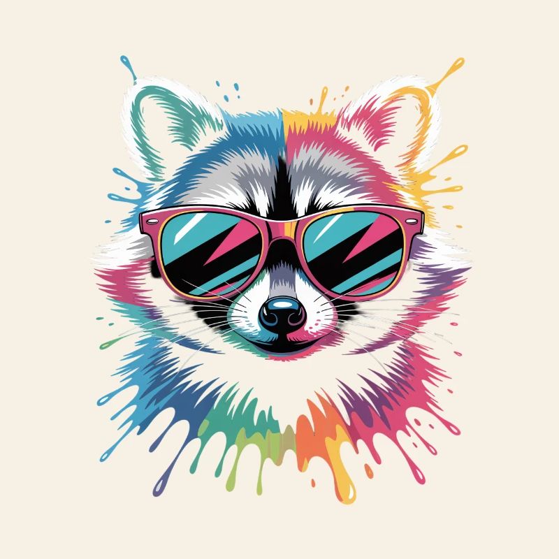 Bunter Waschbär Wasserfarben Spritzer Graffiti