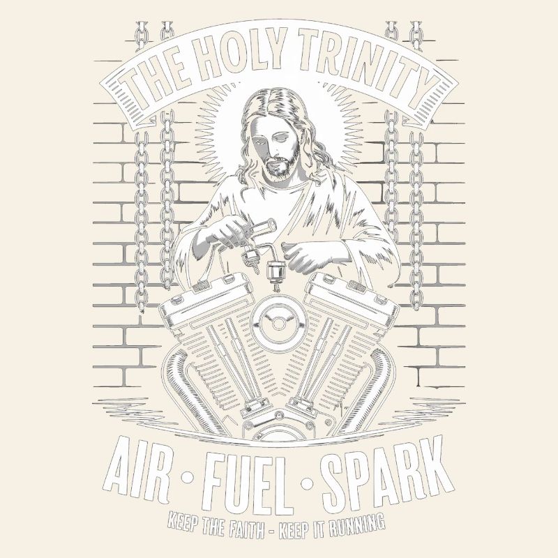 Holy Trinity Motorcycle Engine Art