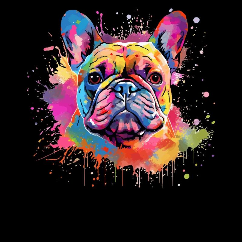 Éclaboussures colorées de chiens Bouledogue français