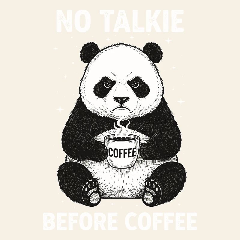 Pas de conversation devant un panda amateur de café