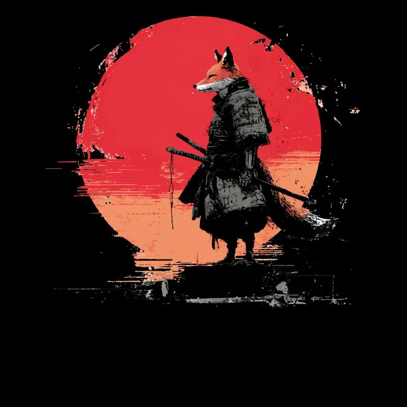 Fox Samurai au coucher du soleil