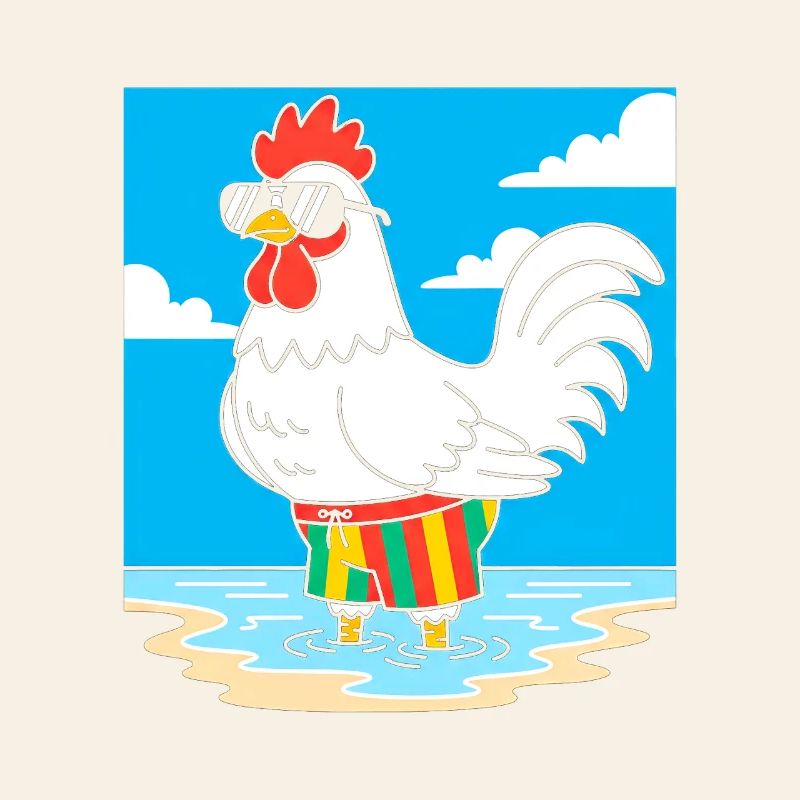 Summer chicken on the beach