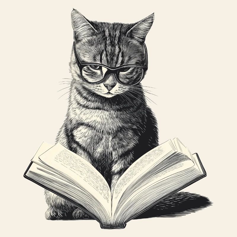 Cat reading book