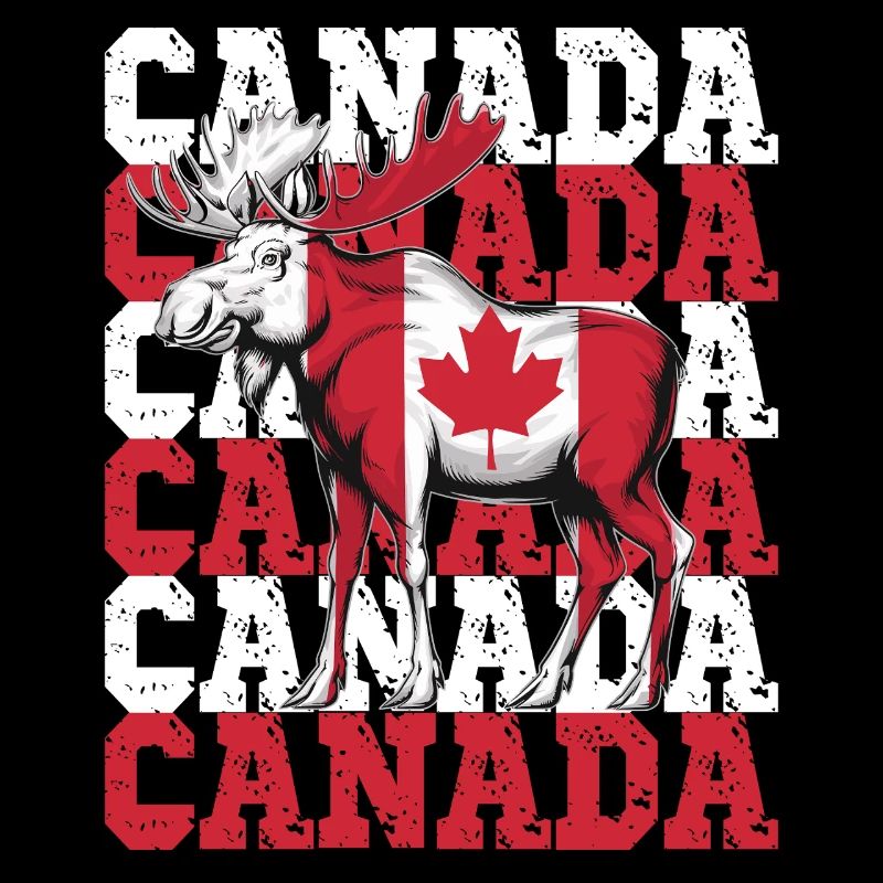 Canadian Moose with Maple Leaf Flag