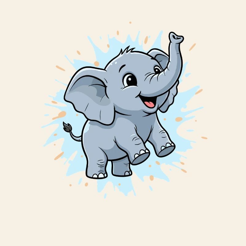 Éléphant mignon avec des éclaboussures de peinture