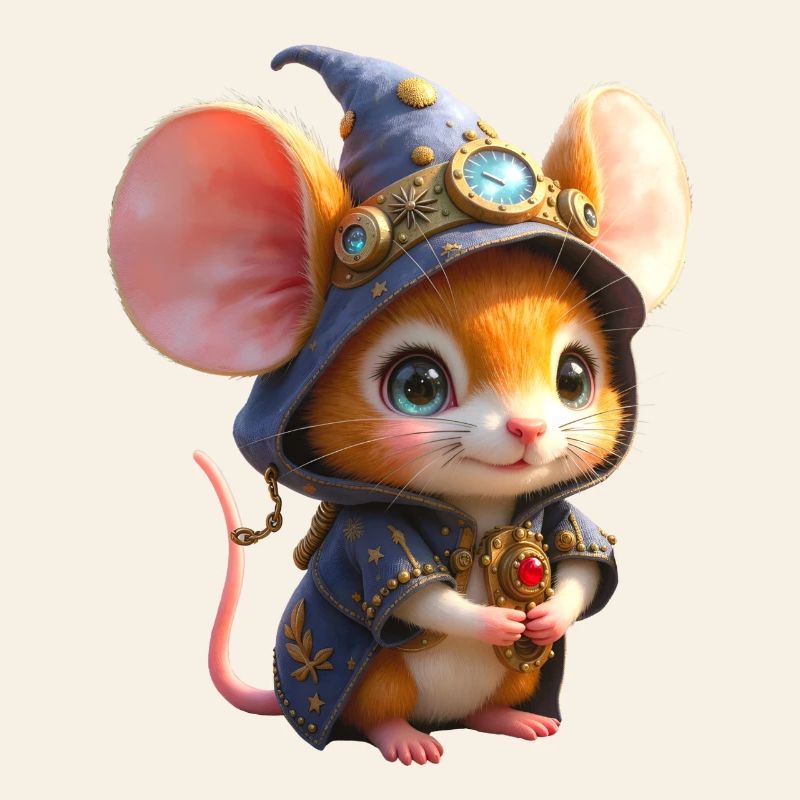 Souris Sorcière Steampunk Bleue