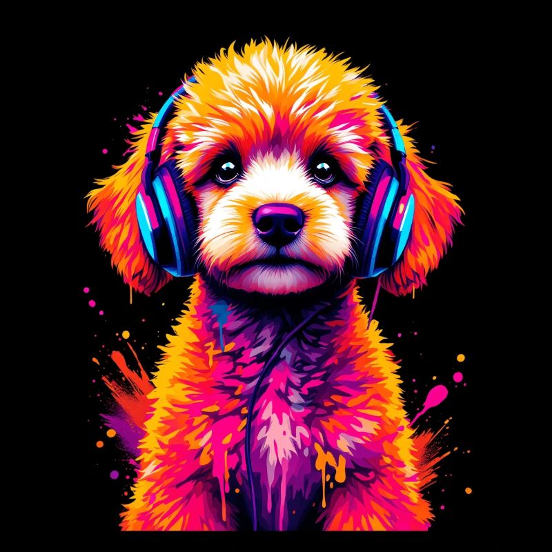 Caniche avec un casque