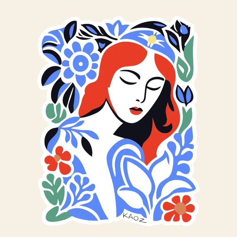 Blue Florals Portrait