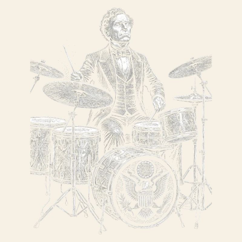 Franklin Pierce plays drums