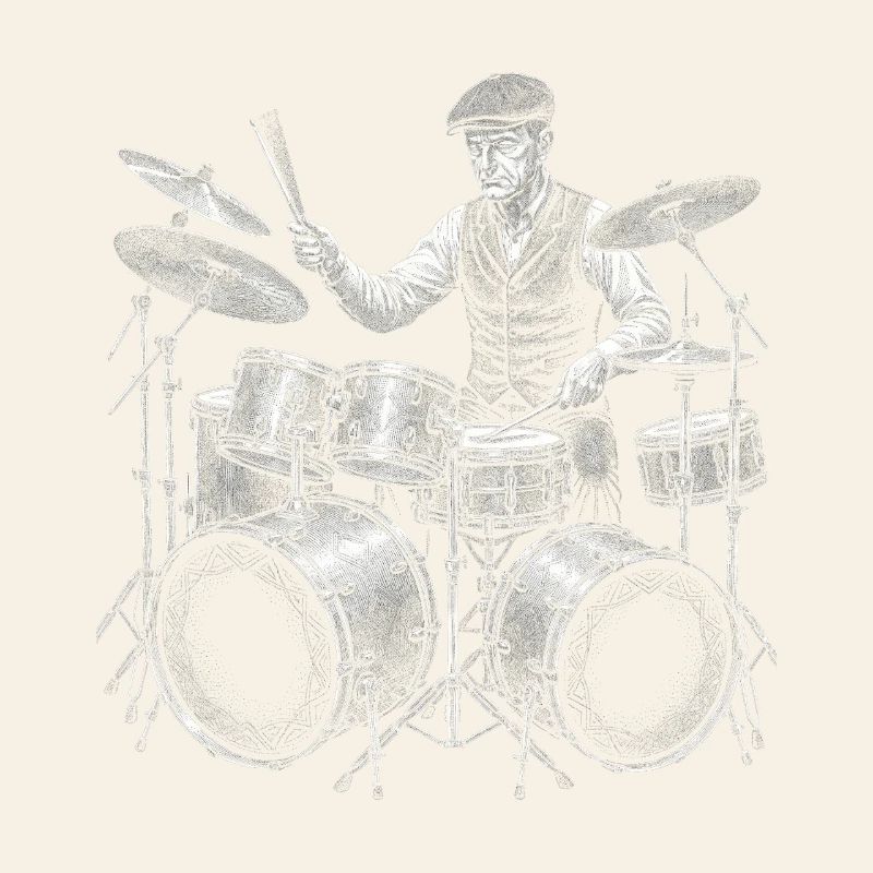 Calvin Coolidge plays drums