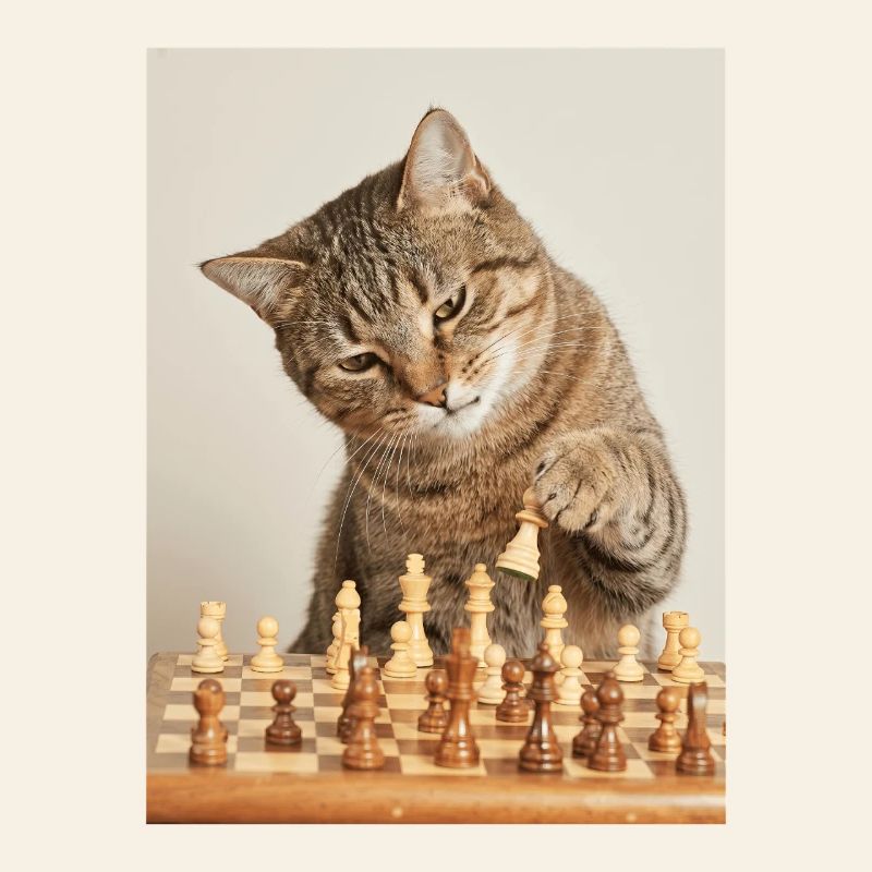 Chat jouant aux échecs