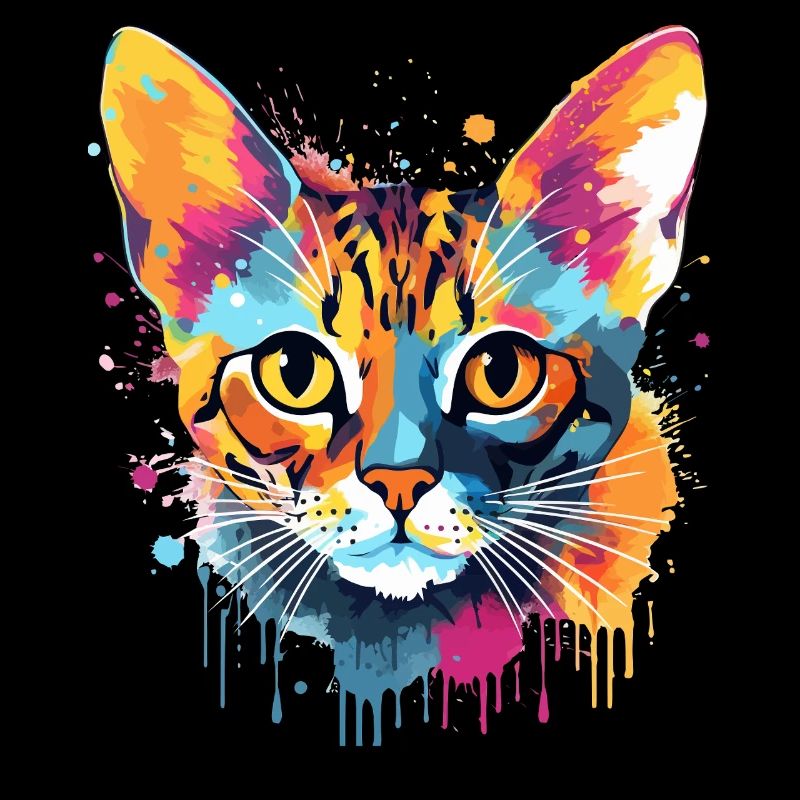 Bunte Bengal-Katzengesicht-Splash-Art