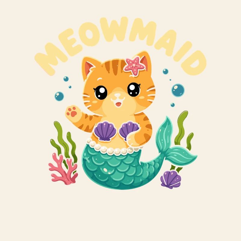 Jeu de mots Chat sirène-chat mignon