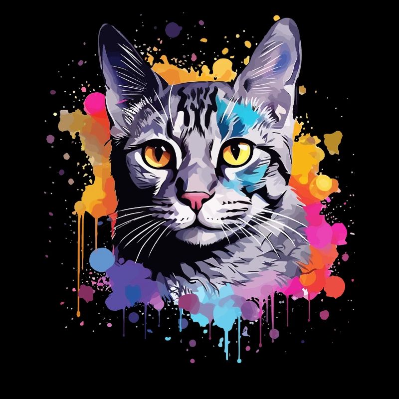Art éclaboussuré coloré de chat Mau égyptien