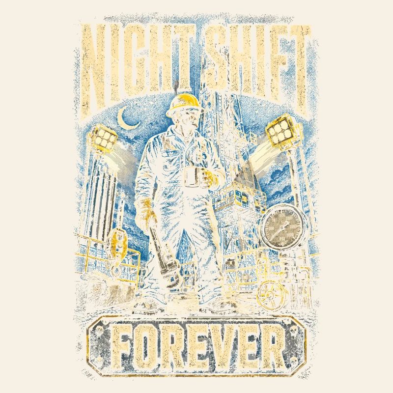 Bohrinsel Ölplattformarbeiter Night Shift Forever