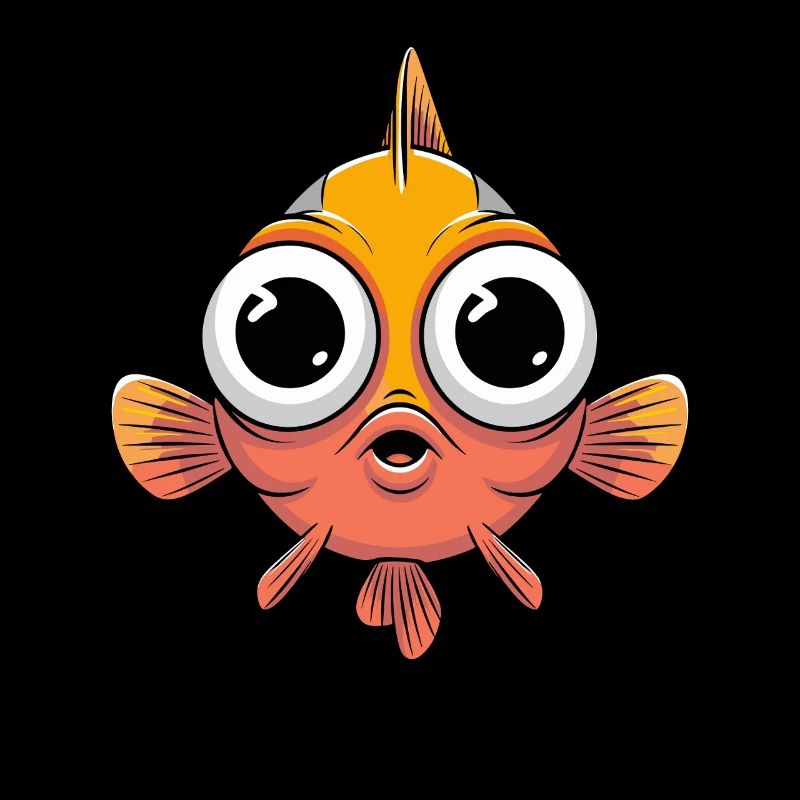 Cute comic fish with big eyes for