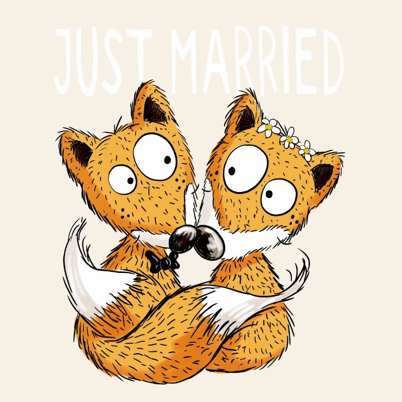 Just Married Foxes - Fox Wedding - Gift