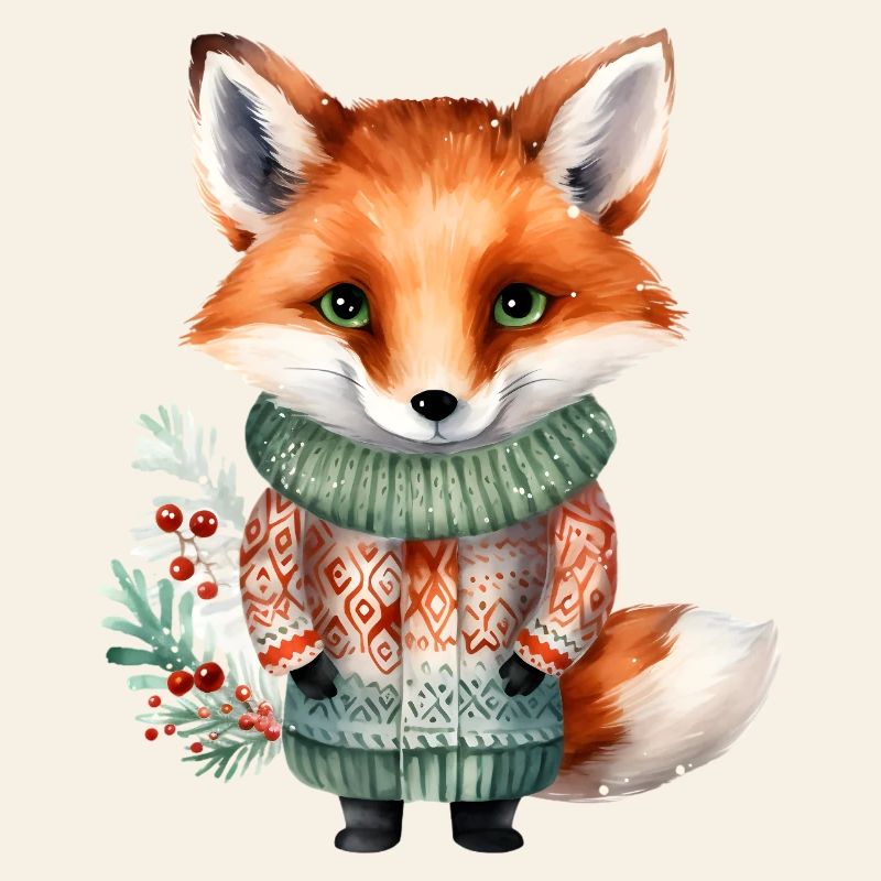 Winter fox in sweater