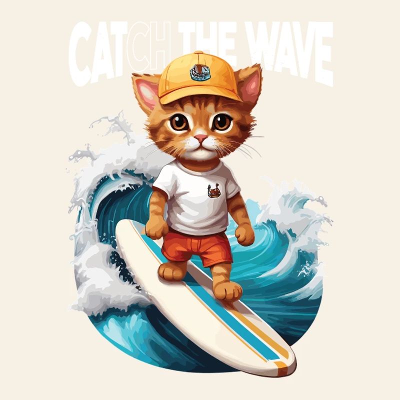 Chat Surfeur Attrape la Vague