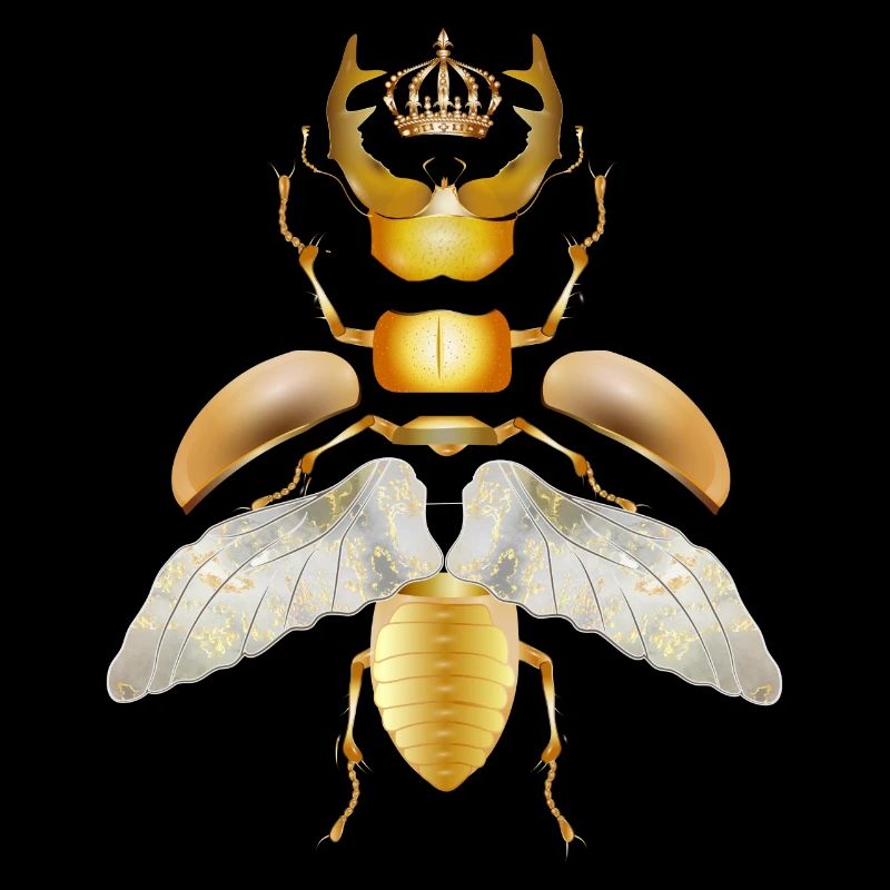 goldfarbener Hirschkäfer mit Krone in Einzelteile