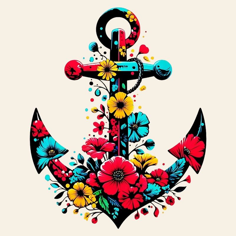 Une ancre avec des fleurs