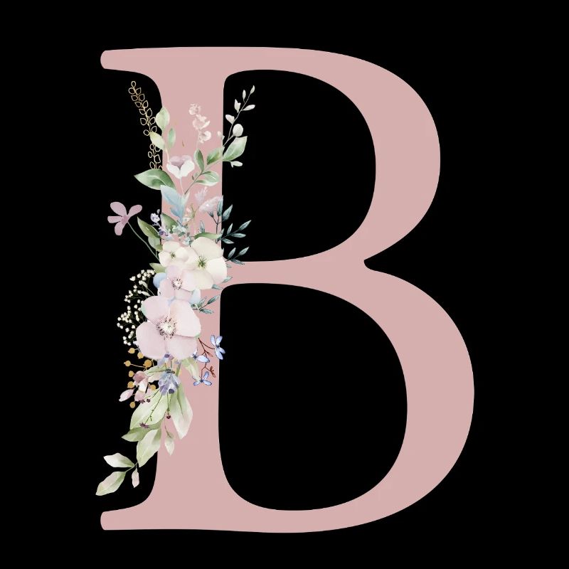 B Monogramm, Floral, personalisierbar