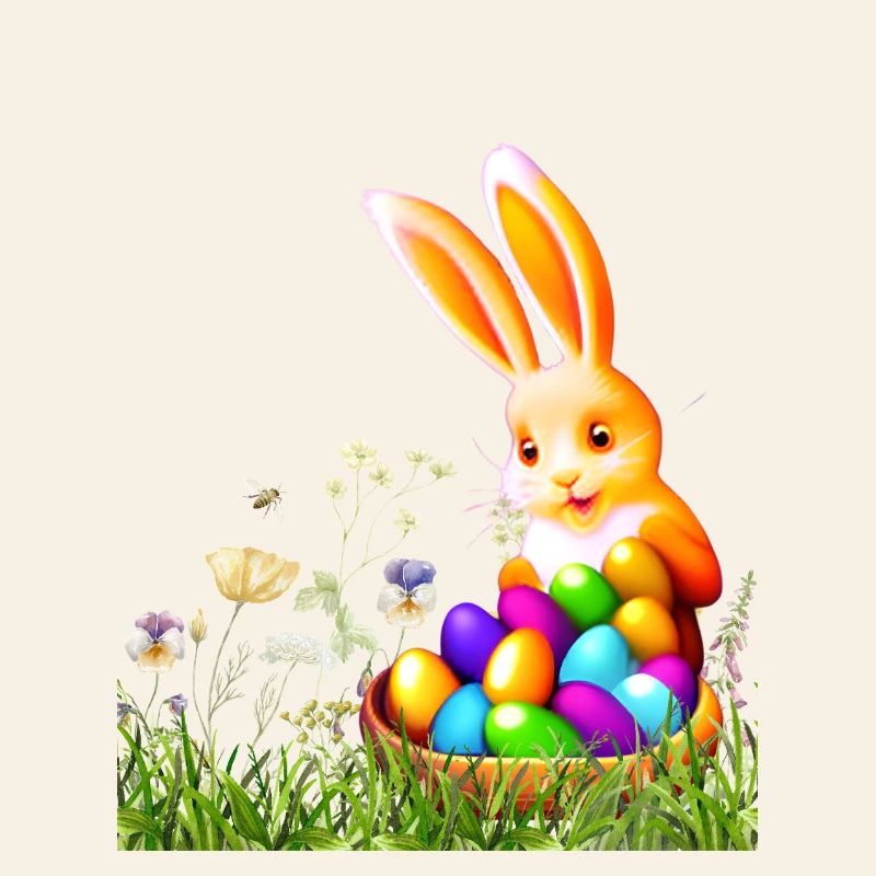 Osterhase mit bunten Eiern