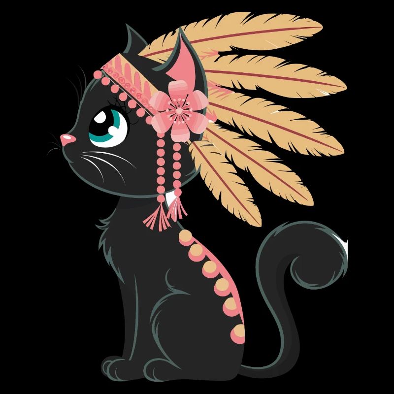 Boho Feather Cat
