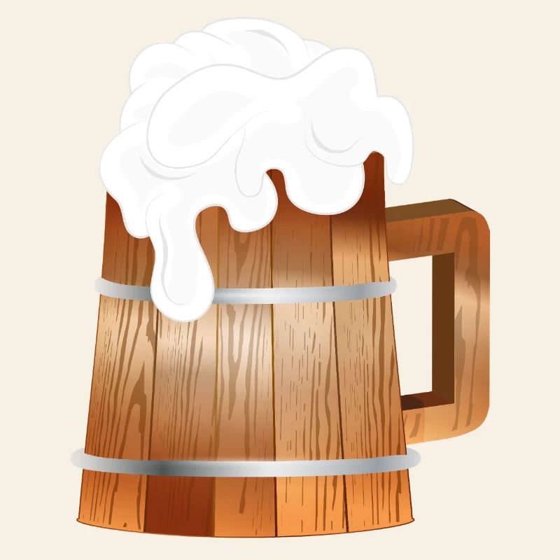 Chope à bière rustique aspect bois avec mousse