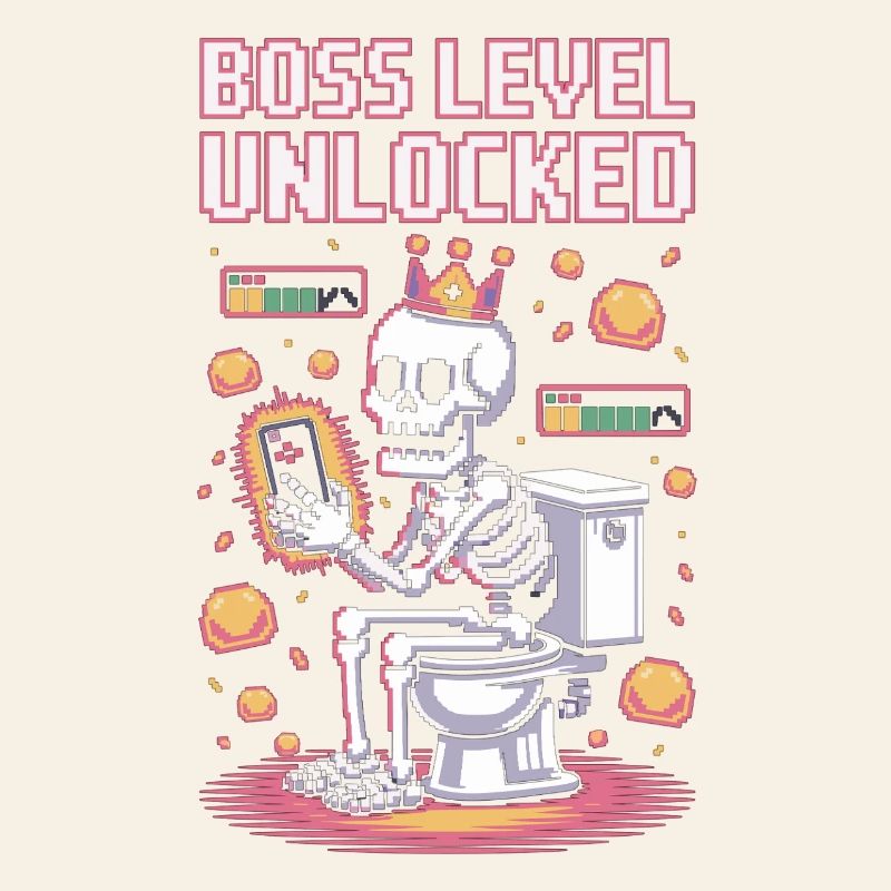 Final Level Unlocked – Retro Gaming Skeleton on