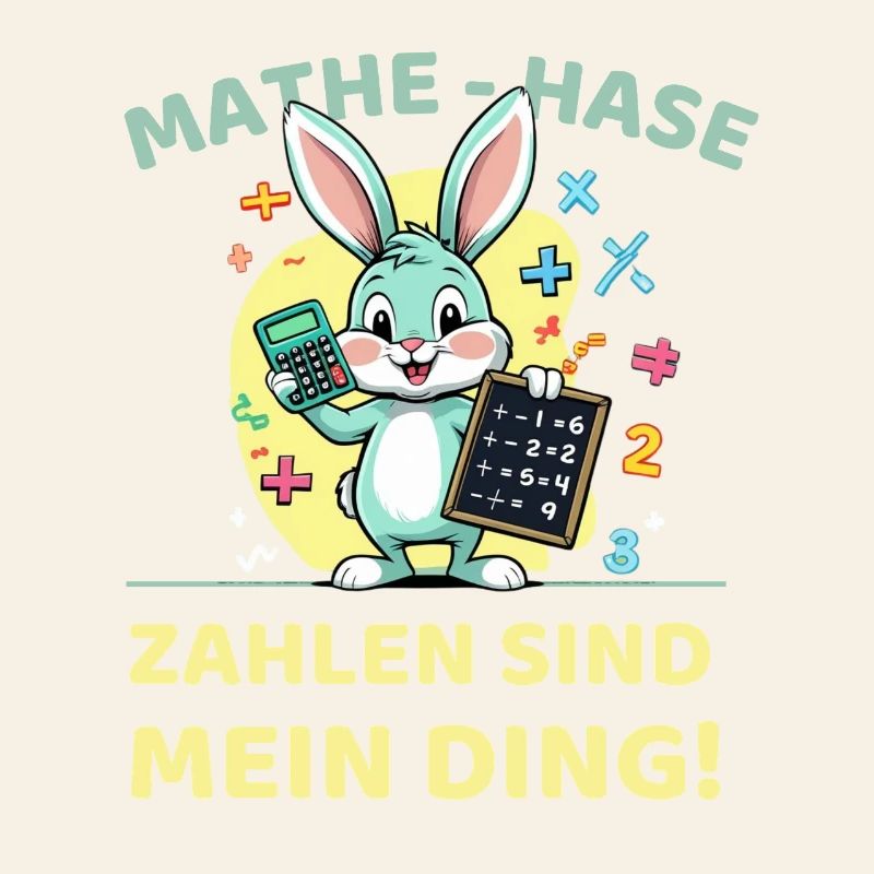 Math bunny with calculator and blackboard