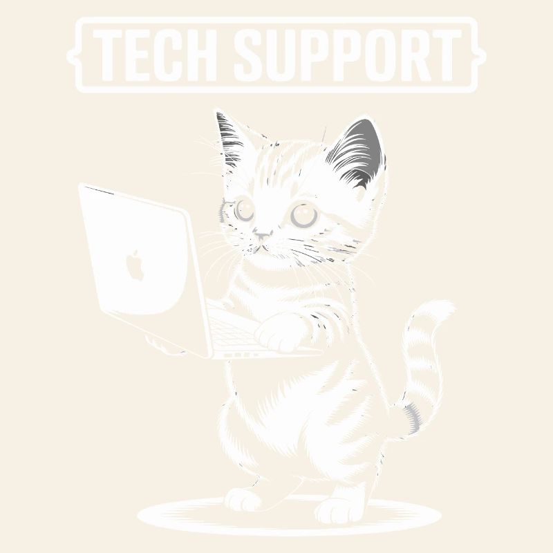 Support technique amusant, chat mignon, informatique ironique