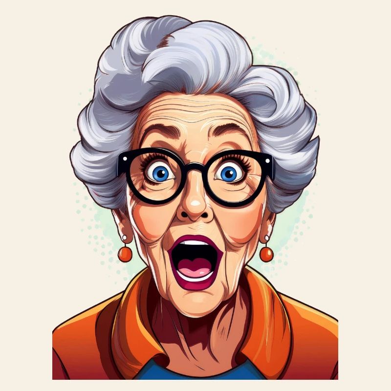 Erstaunte Großmutter