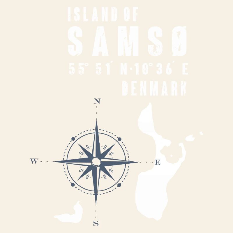 Samsø Samsoe Island Outline Compass