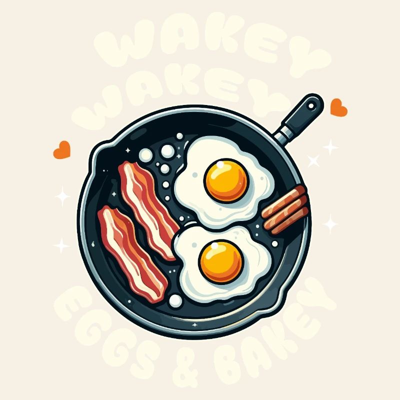 Egg and bacon alarm clock in the pan