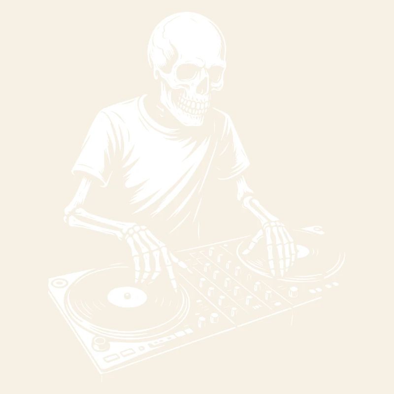 Skeleton DJ on Turntables