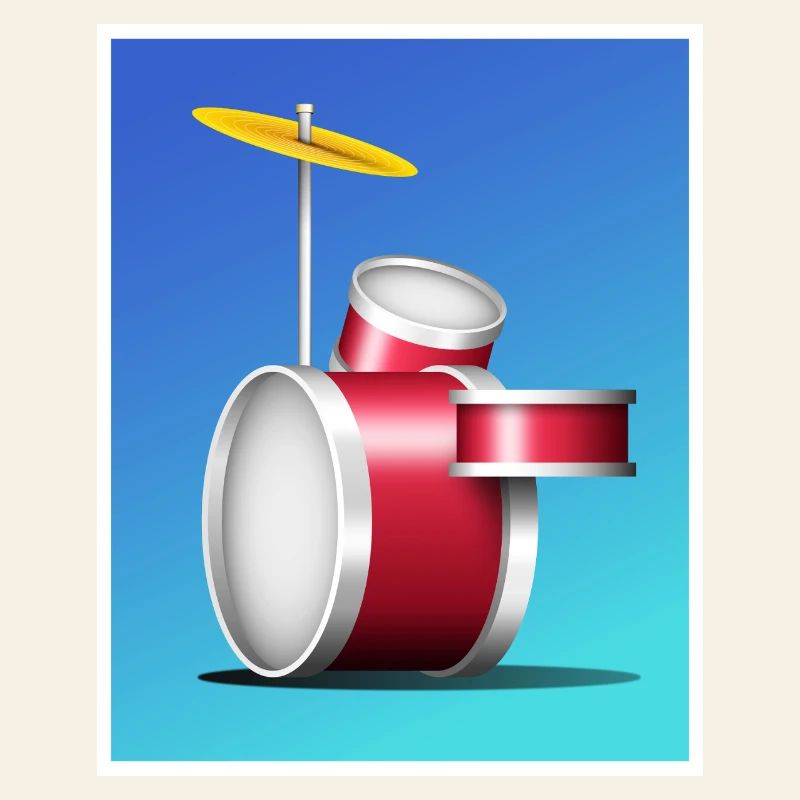 Cartoon Red Drum Kit