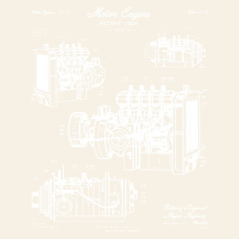 Illustrations vintage de plans de moteur